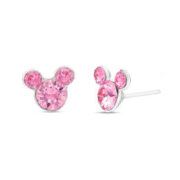 Child's Pink Crystal ©Disney Mickey Mouse Stud Earrings in Solid Sterling Silver
