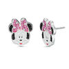 Thumbnail Image 0 of Child's Pink, Black and White Crystal ©Disney Minnie Mouse Enamel Stud Earrings in Sterling Silver