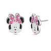 Thumbnail Image 1 of Child's Pink, Black and White Crystal ©Disney Minnie Mouse Enamel Stud Earrings in Sterling Silver