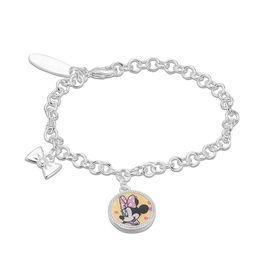 Child's ©Disney Minnie Mouse Charm Bracelet in Brass with White Rhodium - 6&quot;