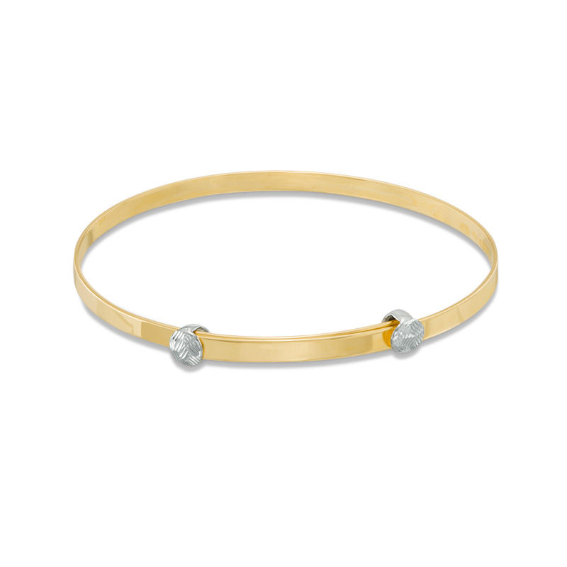 Main Image 1 of Child's Diamond-Cut Adjustable Bangle in 10K Two-Tone Gold - 4"