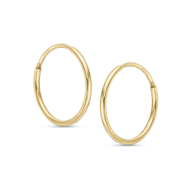 13mm Hoop Earrings in 14K Tube Hollow Gold | Banter