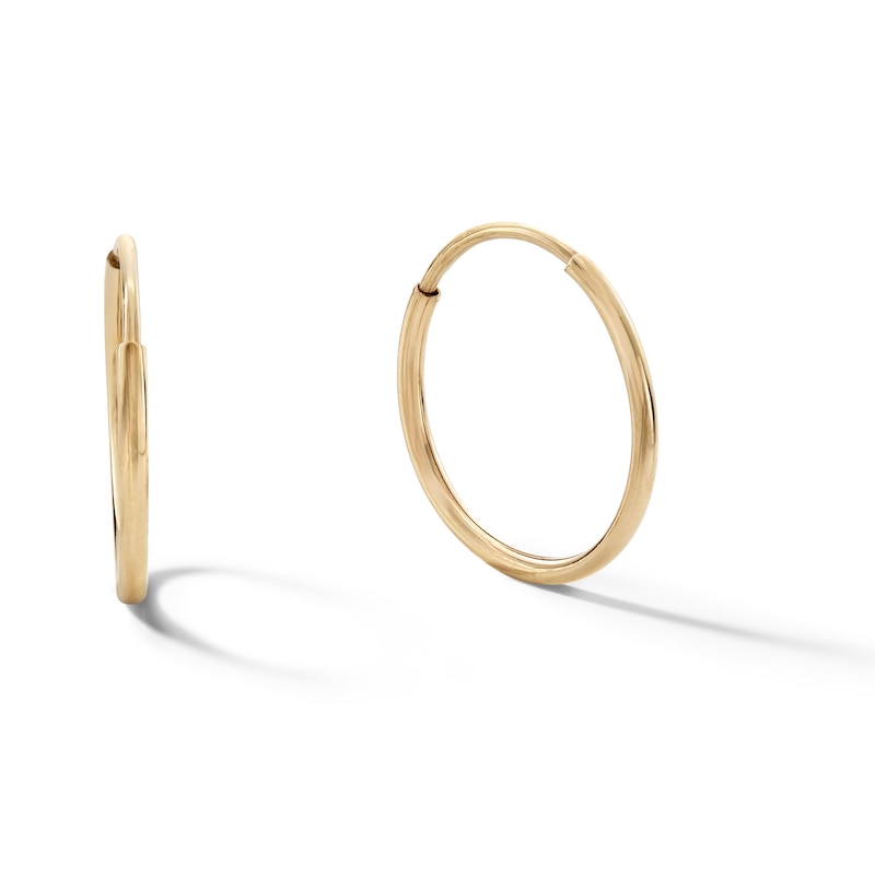 13mm Hoop Earrings in 14K Tube Hollow Gold