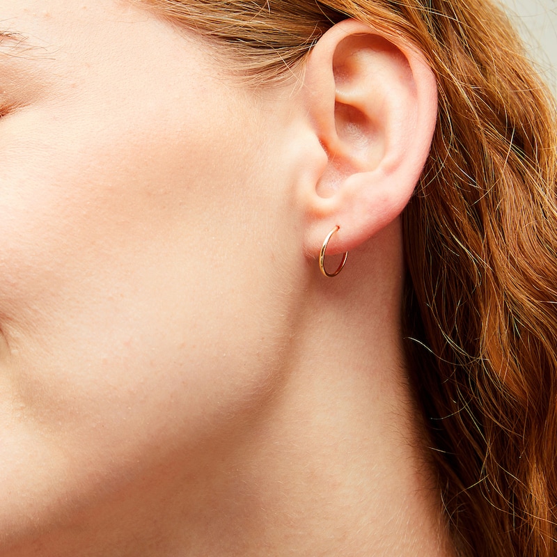 13mm Hoop Earrings in 14K Tube Hollow Gold