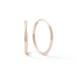 13mm Hoop Earrings in 14K Tube Hollow Rose Gold