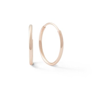 14K Hollow Rose Gold Tube Hoops