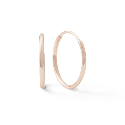 14K Hollow Rose Gold Tube Hoops