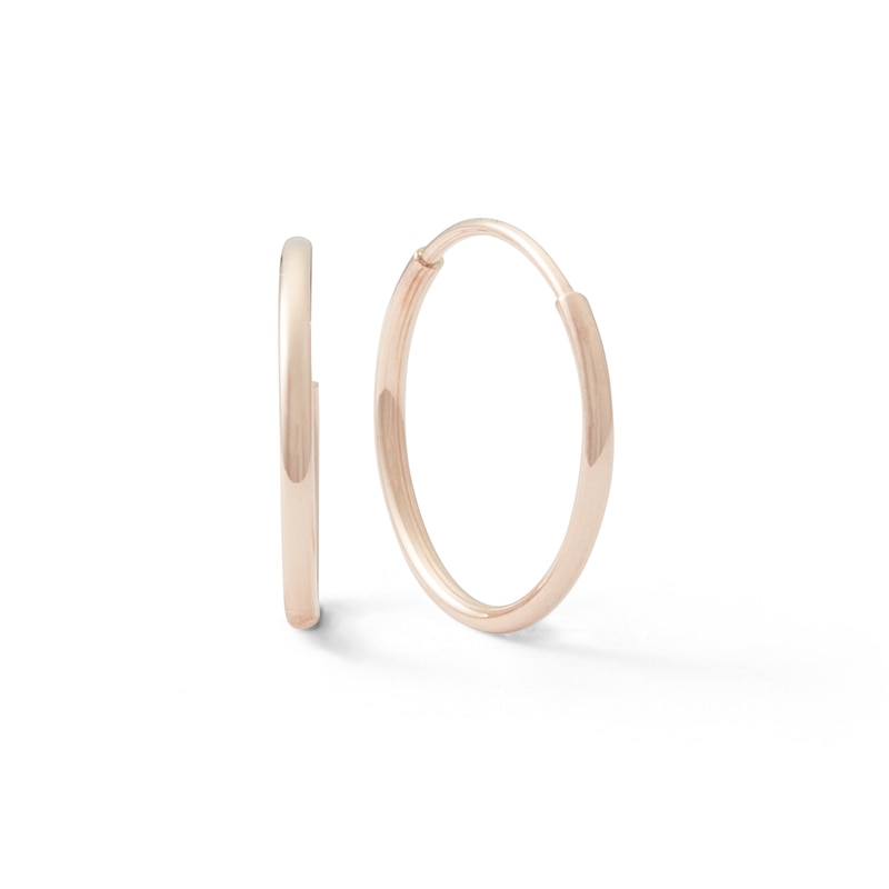 13mm Hoop Earrings in 14K Tube Hollow Rose Gold