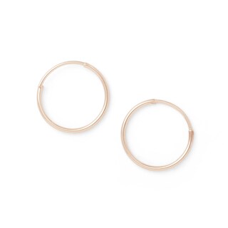 14K Hollow Rose Gold Tube Hoops
