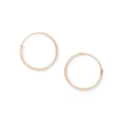 14K Hollow Rose Gold Tube Hoops