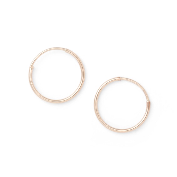 14K Hollow Rose Gold Tube Hoops