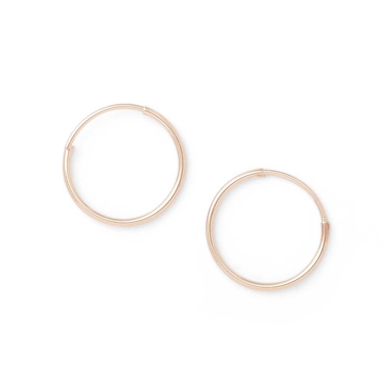 13mm Hoop Earrings in 14K Tube Hollow Rose Gold