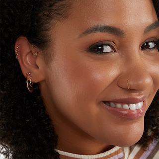 14K Hollow Rose Gold Tube Hoops