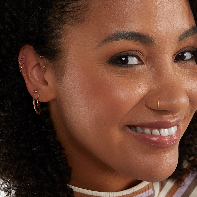 Main Image 4 of 14K Hollow Rose Gold Tube Hoops