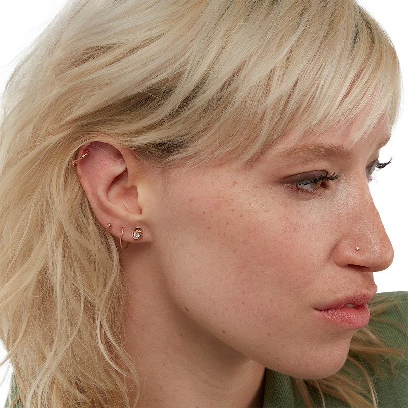 13mm Hoop Earrings in 14K Tube Hollow Rose Gold