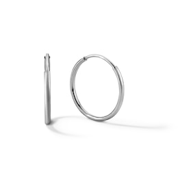 13mm Hoop Earrings in 14K Tube Hollow White Gold