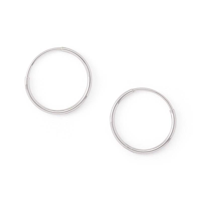 13mm Hoop Earrings in 14K Tube Hollow White Gold
