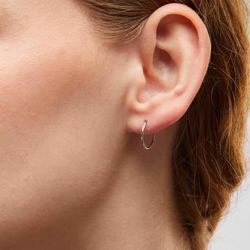 Main Image 2 of 13mm Hoop Earrings in 14K Tube Hollow White Gold