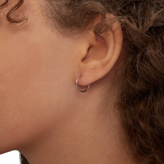 13mm Hoop Earrings in 14K Tube Hollow White Gold