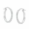 Thumbnail Image 1 of Made in Italy 14mm Glitter Enamel Oval Hoop Earrings in 10K White Gold