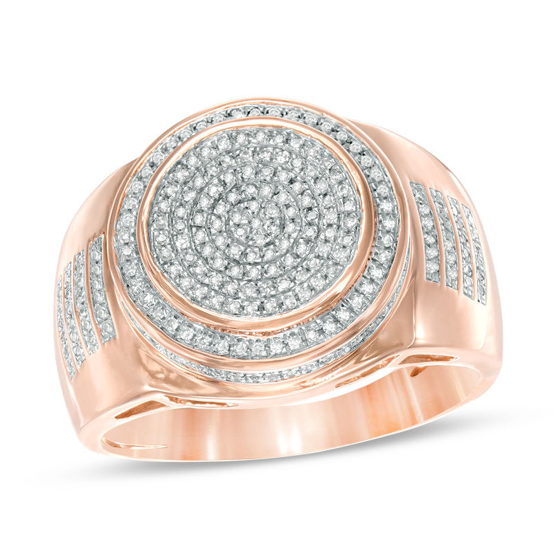 1/3 CT. T.W. Composite Diamond Signet Ring in 10K Rose Gold