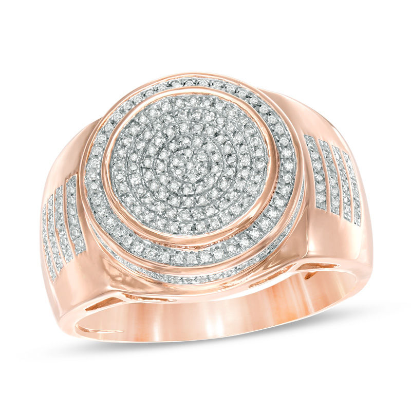 Main Image 1 of 1/3 CT. T.W. Composite Diamond Signet Ring in 10K Rose Gold