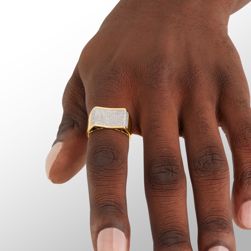 1/3 CT. T.W. Diamond Concave Rectangle Ring in 10K Gold