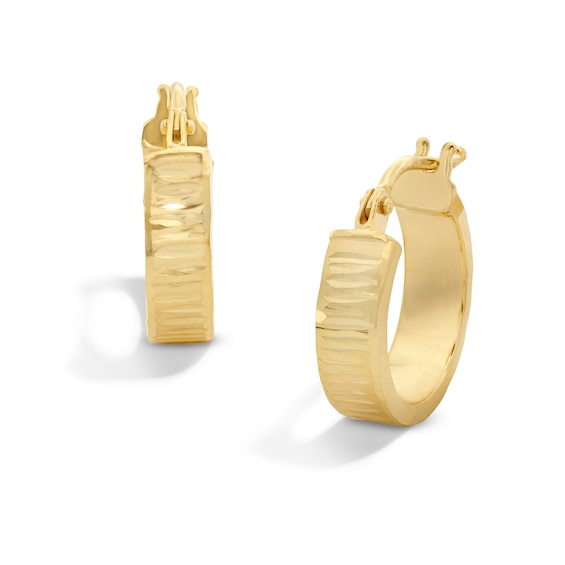 Made in Italy 13mm Diamond-Cut Huggie Hoop Earrings in 10K Gold