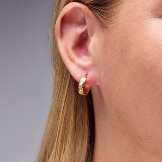 Made in Italy 13mm Diamond-Cut Huggie Hoop Earrings in 10K Gold