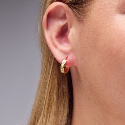Made in Italy 13mm Diamond-Cut Huggie Hoop Earrings in 10K Gold