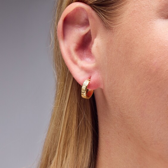 Made in Italy 13mm Diamond-Cut Huggie Hoop Earrings in 10K Gold