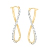 Thumbnail Image 1 of Made in Italy Crystal Wavy Hoop Earrings in 10K Gold