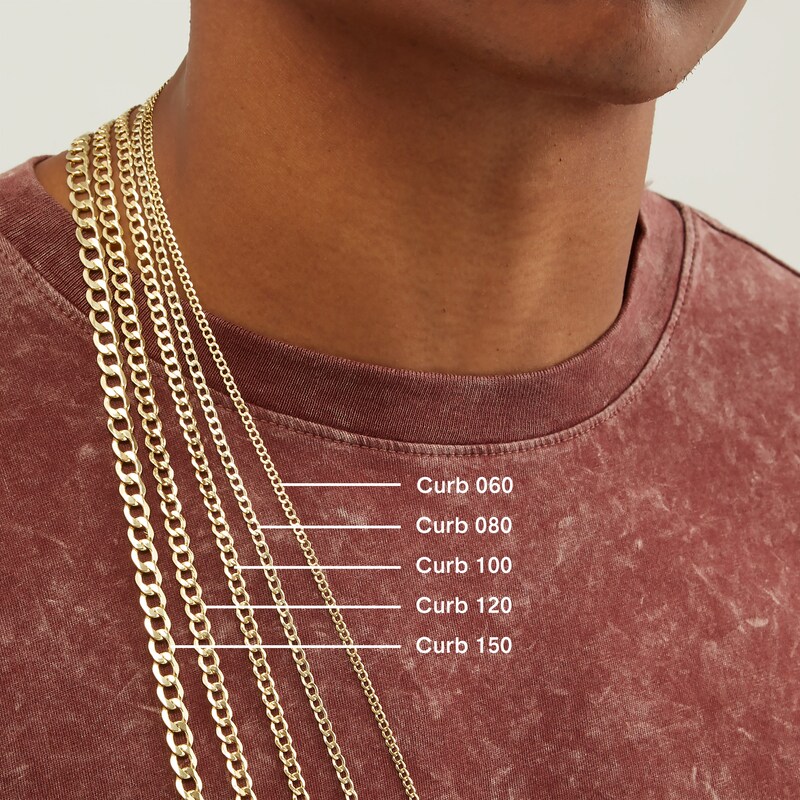 Main Image 3 of 10.5mm Diamond-Cut Curb Chain Necklace in Brass with 14K Gold Plate - 24"
