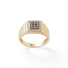 Thumbnail Image 1 of 1/10 CT. T.W. Champagne and White Composite Diamond Frame Square Ribbed Ring in 10K Gold
