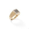 1/10 CT. T.W. Champagne and White Composite Diamond Frame Square Ribbed Ring in 10K Gold