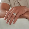 Thumbnail Image 3 of 1/10 CT. T.W. Champagne and White Composite Diamond Frame Square Ribbed Ring in 10K Gold