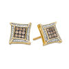Thumbnail Image 0 of 1/4 CT. T.W. Champagne and White Diamond Square Stud Earrings in 10K Gold