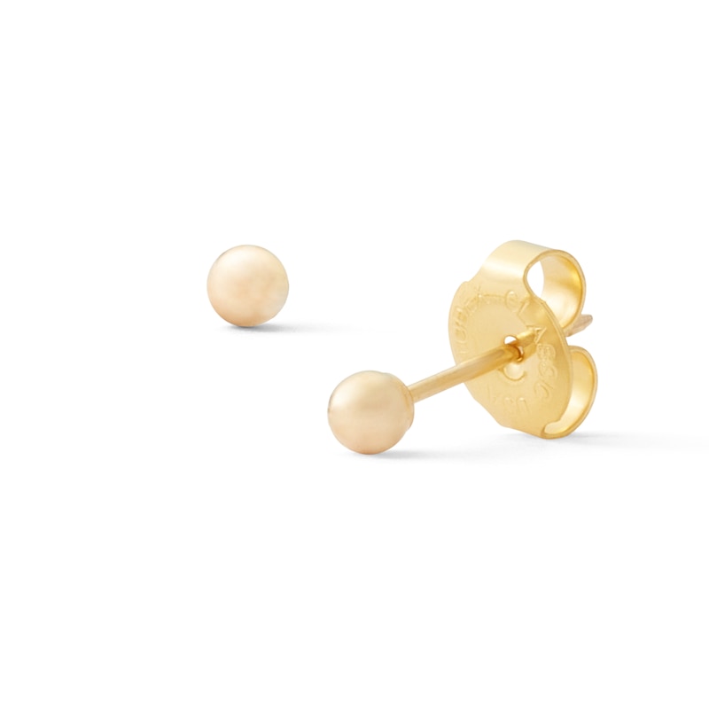 3mm Cubic Zirconia Solitaire Stud Piercing Earrings in 14K Solid Gold -  Short Post