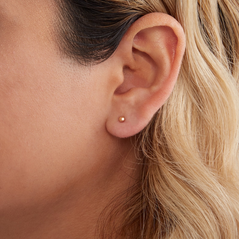 Main Image 3 of 3mm Ball Stud Piercing Earrings in 14K Solid Gold - Short Post