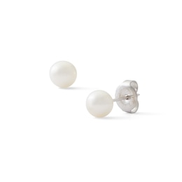 5mm Cultured Freshwater Pearl Stud Piercing Earring in 14K Solid White Gold