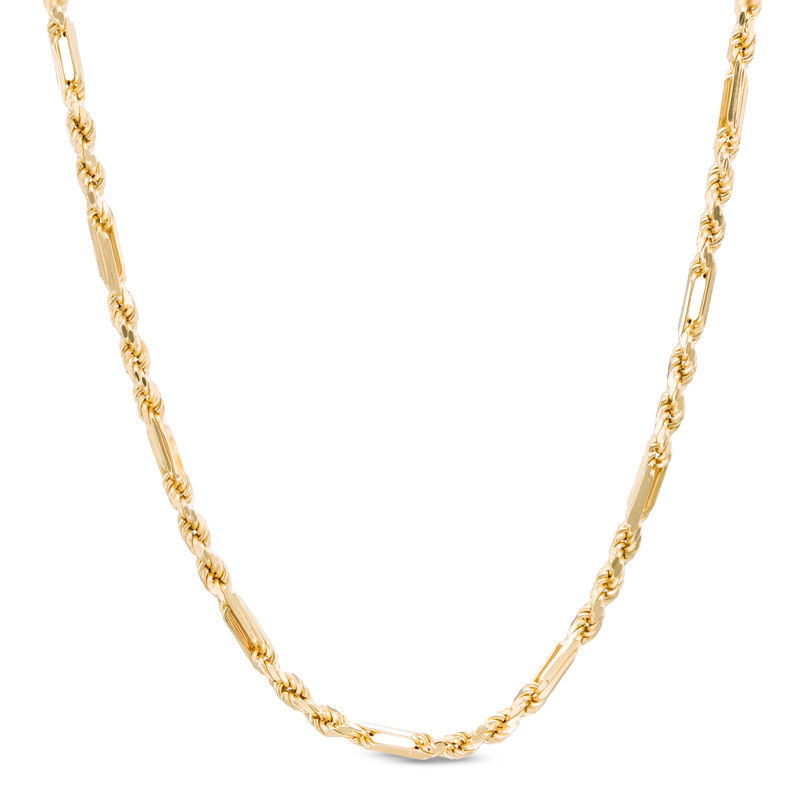 060 Gauge Diamond-Cut Figarope Chain Necklace in 14K Gold - 22"