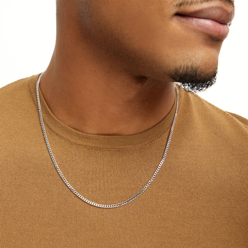 Main Image 2 of Sterling Silver Curb Chain Made in Italy - 22"