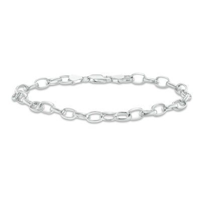 Oval Rolo Chain Bracelet in Sterling Silver - 7.5"
