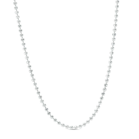120 Gauge Diamond-Cut Bead Chain Necklace in Sterling Silver - 16"