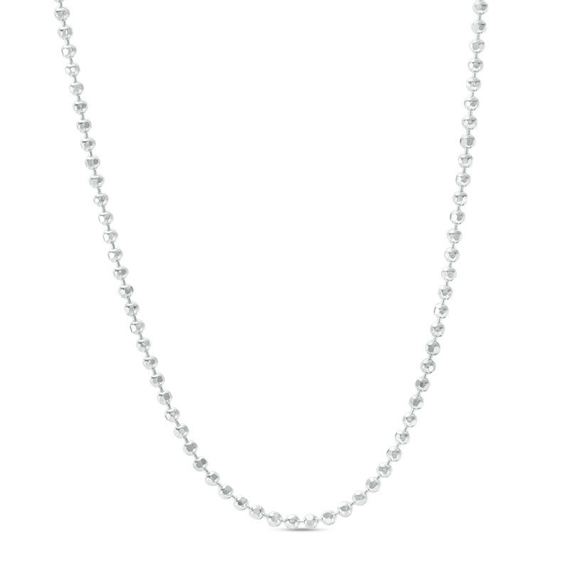120 Gauge Diamond-Cut Bead Chain Necklace in Sterling Silver - 16"