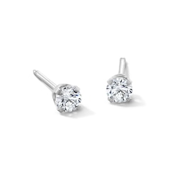 3mm Cubic Zirconia Solitaire Stud Piercing Earrings in 14K Solid White Gold - Short Post