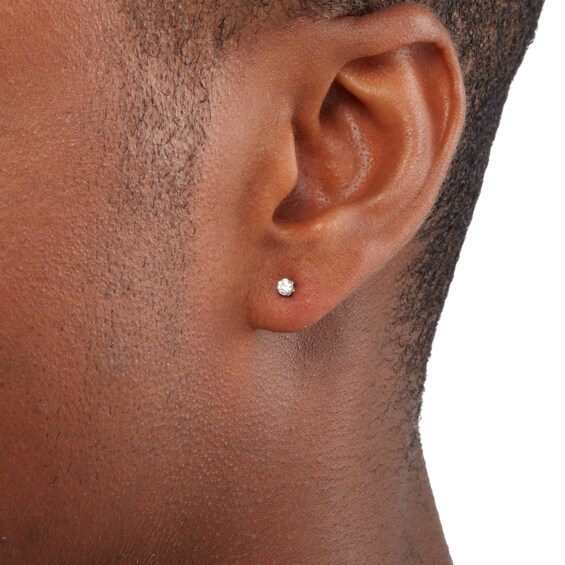 3mm Cubic Zirconia Solitaire Stud Piercing Earrings in 14K Solid Gold