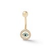 Thumbnail Image 0 of 10K Solid Gold CZ Evil Eye Belly Button Ring - 14G 3/8"