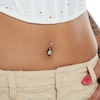 Thumbnail Image 3 of 10K Solid Gold Blue and White CZ Frame Belly Button Ring - 14G 3/8"