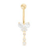 Thumbnail Image 1 of 014 Gauge Cubic Zirconia Butterfly Belly Button Ring in 10K Gold